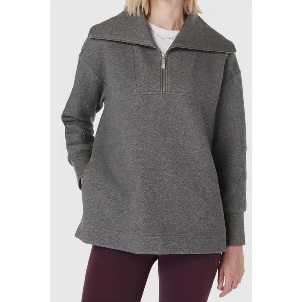 Sweaty Betty Radiant Half Zip Sweatshirt Size M Charcoal Grey Marl NWT $128